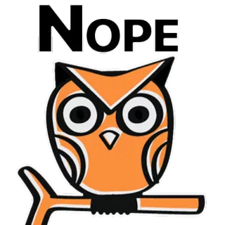 😱 969e0114 Nope hibou, non, oiseau, mignon, dessin animé telegram sticker