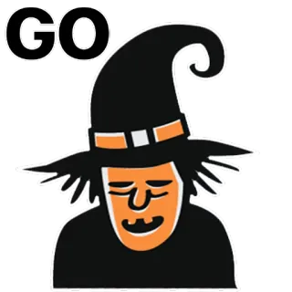 😂 a2a5e983 GO Halloween, sorcière, magie, magicien, chapeau, dessin animé telegram sticker