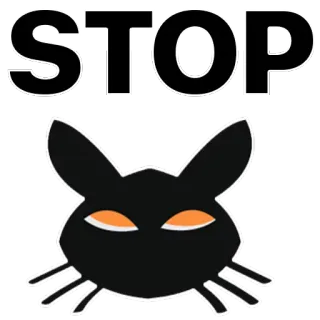 😧 df95a16c STOP stop, avertissement, panneau, chat noir, chat, animal telegram sticker