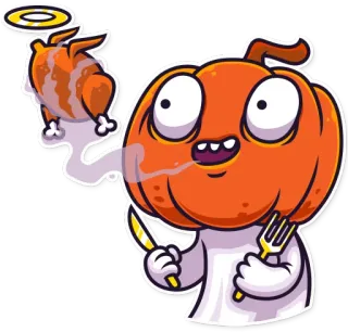 🍴 075a284e 南瓜, 火鸡, 食物, 晚餐, 卡通, 可爱, 搞笑, 节日 telegram sticker