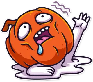 🥵 3e1de1d9 卡通, 角色, 贴纸, 做旧, 橙色, 白色 telegram sticker