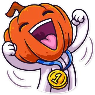 🏅 c51ac876 1 南瓜, 狗, 第一名, 赢家, 庆祝, 卡通 telegram sticker