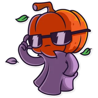 😎 c79df155 南瓜, 万圣节, 酷, 眼镜, 秋天, 秋天, 卡通 telegram sticker