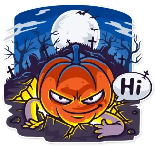 👋 fbab0251 Hi 万圣节, 南瓜, 恐怖, 问候, 秋天, 庆祝, 贴纸 telegram sticker