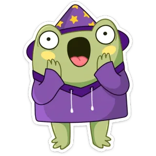 😳 16fda155 kikker, tovenaar, cartoon, sticker, schattig, magie, fantasie telegram sticker