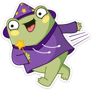 😏 45143560 kikker, tovenaar, magie, cartoon, fantasie, sticker, schattig, grappig telegram sticker