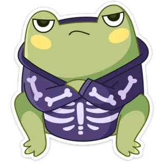 😒 4e191d43 kikker, dier, cartoon, schattig, halloween, skelet, botten telegram sticker