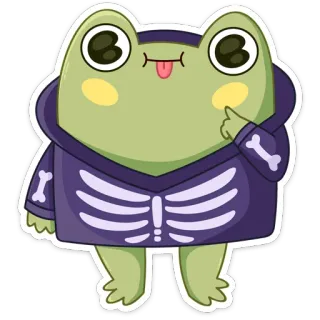 ☠ 526ad7ab kikker, skelet, cartoon, schattig, dier, grappig telegram sticker