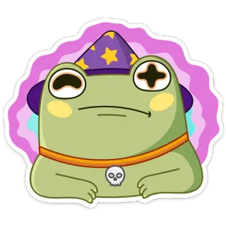 😵‍💫 543c54b8 kikker, tovenaar, schedel, cartoon, magie, dier telegram sticker