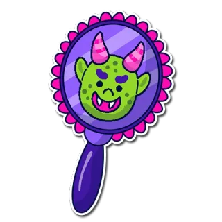 😈 8a4a764b monstre, démon, miroir, reflet, dessin animé, créature, fantaisie telegram sticker