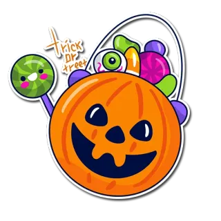 🎃 991b87d1 Trick or Treat halloween, citrouille, bonbon, trick or treat, oeil, sucreries, sucette telegram sticker