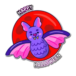 🦇 a0f16b97 HAPPY HALLOWEEN halloween, chauve-souris, lune, fête, effrayant, dessin animé, mignon telegram sticker