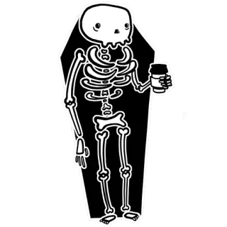 ☕ 9d79facf scheletro, bara, divertente, morte, spaventoso, halloween, vaso, ossa telegram sticker