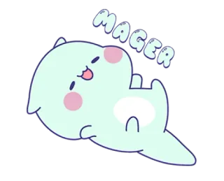 💗 333203cb MAGER kucing, kartun, malas, imut, kurus, hewan whatsapp sticker