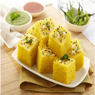 🍣 0a4cbc5a thức ăn, dhokla, ẩm thực Ấn Độ, ăn chay, đồ ăn vặt, màu vàng, hình vuông, gia vị telegram sticker