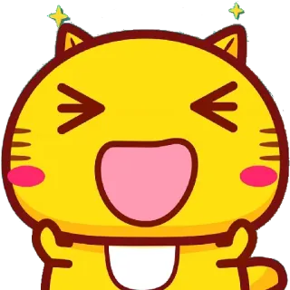 😝 802443ea kucing, imut, kawaii, kuning, bahagia, stiker, kartun telegram sticker