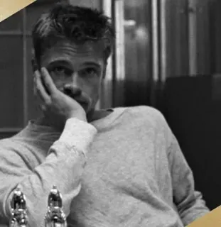 ➖ d92790ad brad pitt, ator, preto e branco, retrato, celebridade telegram sticker