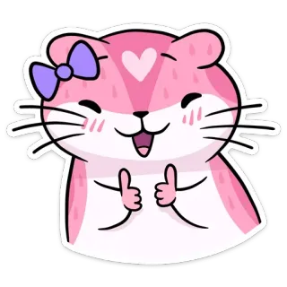👍 0ccbc522 chuột hamster, dễ thương, động vật, màu hồng, giơ ngón tay cái, kawaii, tích cực telegram sticker