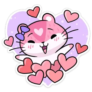 ❤️ 570a23a2 chuột hamster, trái tim, tình yêu, dễ thương, động vật, nhãn dán, kawaii, hồng telegram sticker