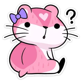 ❓ 9618027a chuột hamster, dễ thương, động vật, màu hồng, dấu chấm hỏi, nhãn dán, hoạt hình, kawaii telegram sticker