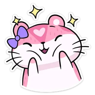 ☺️ cecf31e3 dễ thương, chuột hamster, kawaii, hồng, nơ, lấp lánh, động vật telegram sticker