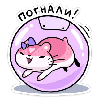 🏃‍♂️ eb068515 ПОГНАЛИ! chuột hamster, dễ thương, hồng, động vật, nơ, kawaii telegram sticker