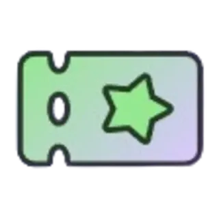 🎟 536cd515 tiket, bintang, hijau, kartun, acara, masuk telegram sticker