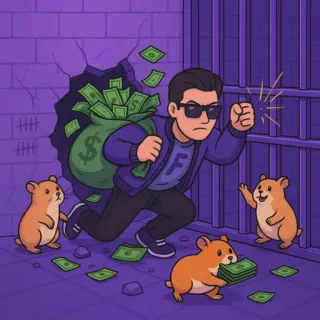 🫡 e554fef9 uang, hamster, perampokan, kartun, dolar, pencurian telegram sticker