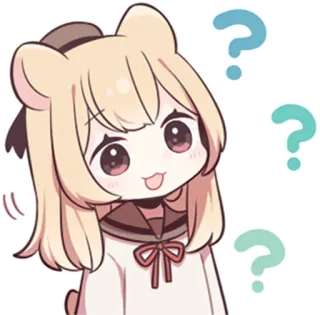 ❔ 15bdcfe4 애니메이션, 귀여운, 카와이, 물음표, 곰, 여자 telegram sticker