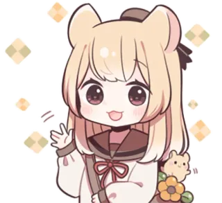 👋 698d8cf0 애니메이션, 치비, 귀여운, 카와이, 곰, 꽃, 반짝이 telegram sticker