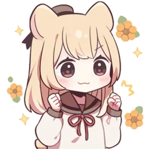 ✊ 90fc8502 애니메이션, 카와이, 귀여운, 스티커, 만화, 여자, 꽃 telegram sticker