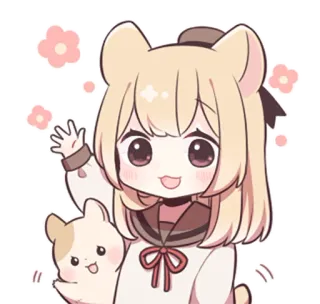 👋 ee261327 애니메이션 여자, 귀여운, 귀여운, 치비, 만화, 동물 귀, 마스코트 telegram sticker