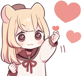 😍 fe1d8548 애니메이션, 귀여운, 하트, 소녀, 곰, 카와이, 치비 telegram sticker