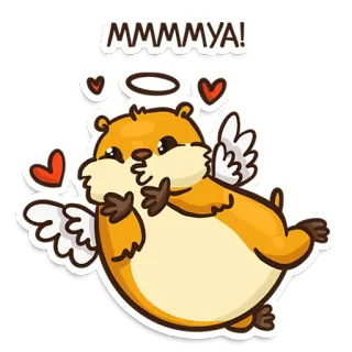 😘 5d07424f ммммуа! ハムスター, 天使, かわいい, ハート, 天使の輪, 動物 telegram sticker