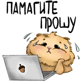 😰 4d8b020a ПАМАГИТЕ ПРОШУ cartoon, animal, computer, stressed, sad, cute, help, internet, request telegram sticker