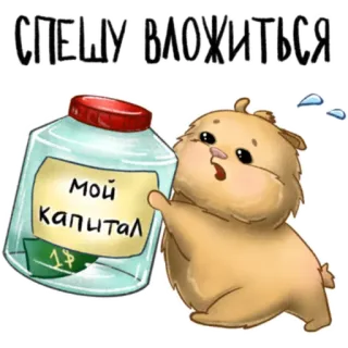🏃 83c4aae6 СПЕШУ ВЛОЖИТЬСЯ
Мой капитал hamster, investing, money, savings, finance, capital, hurry telegram sticker