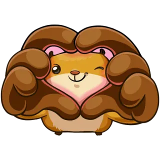 ❤ 423d8ab9 хомяк, животное, милый, сердечко руками, подмигивающий telegram sticker