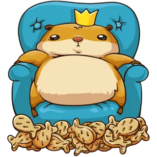 👑 6841bc7e хомяк, король, корона, кресло, королевский, домашнее животное, животное, милый telegram sticker