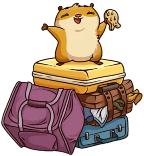 💼 957eae58 Хомяк, Багаж, Путешествия, Мультфильм, Милый, Животное, Домашнее животное, Счастливый telegram sticker