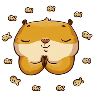 😇 c45407b4 хомяк, милый, животное, медитация, рыбные крекеры telegram sticker