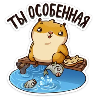 😍 d31533f6 Ты особенная хомяк, рыба, милый, животное, мультфильм, рыбалка, очаровательный telegram sticker