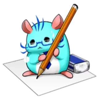 📝 35d742b6 chomik, ołówek, pisanie, gumka, słodki, kreskówka, ilustracja telegram sticker