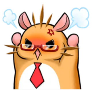 😤 3de3829a zły, chomik, kreskówka, okulary, krawat, biuro, sfrustrowany telegram sticker