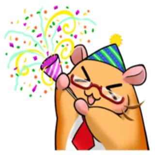 🎉 6166aad6 chomik, impreza, świętowanie, konfetti, słodki, czapeczka urodzinowa telegram sticker