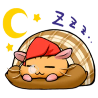 🌔 887d84d8 Zzz śpiący, chomik, przytulny, słodki, księżyc, gwiazdy, noc telegram sticker