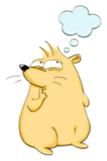 🤔 0a0a5374 卡通, 动物, 啮齿动物, 思考, 沉思, 思想泡泡 whatsapp sticker