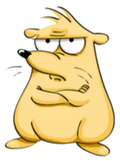 😐 bf5cba61 卡通, 动物, 生气, 闷闷不乐, 喜怒无常, 双手交叉 whatsapp sticker