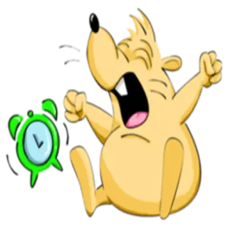 ⏰ e37aadf8 卡通, 闹钟, 起床, 早上, 动物, 困倦的 whatsapp sticker