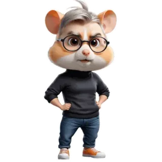 🐹 641a03b0 hamster, anthropomorphic, cartoon, glasses, mouse, animal, character, steve jobs telegram sticker