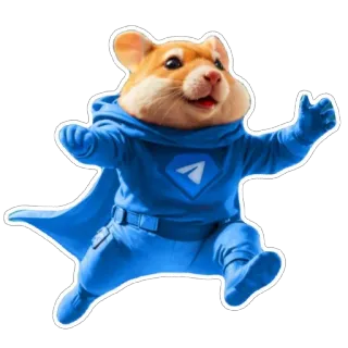 💙 aef2480e hamster, superhero, animal, blue, cape, cute, cartoon telegram sticker